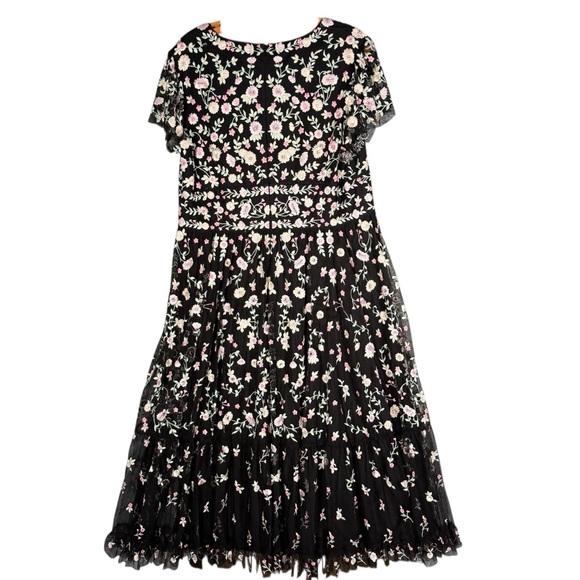 Mac Duggal 35104 Embroidered V neck Nap Sleeve Midi Floral Fairy Formal 14 - Picture 5 of 14